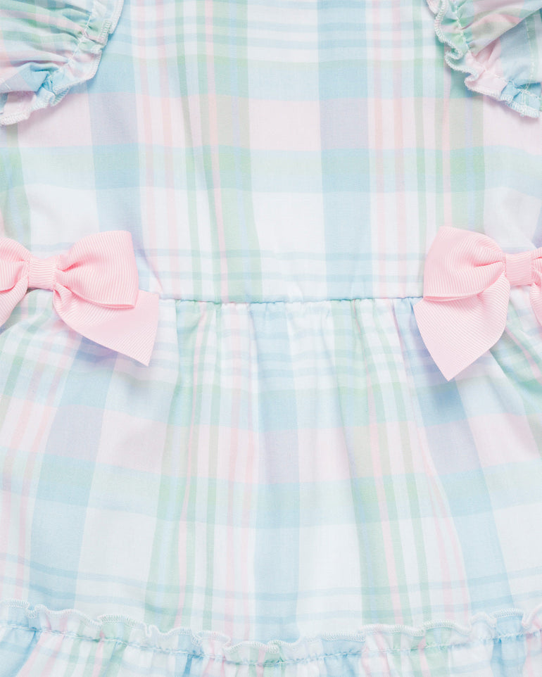 Dress with Diaper Cover in Blue Plaid