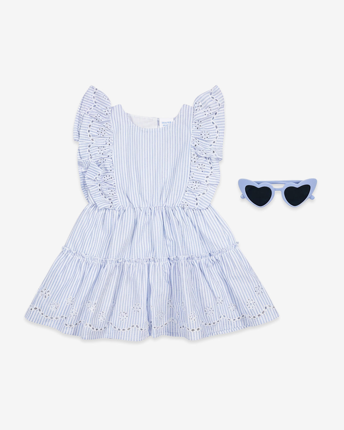 Eyelet Dress with Sunglasses in Light Blue