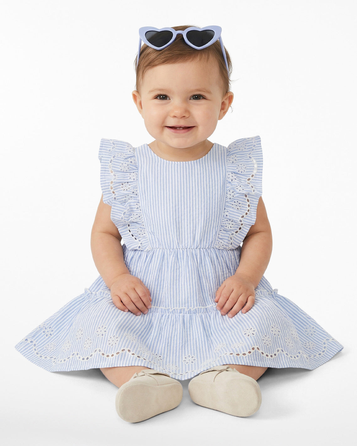 Eyelet Dress with Sunglasses in Light Blue | Color - Blue / 2T Eyelet Dress with Sunglasses in Light Blue | Color - Blue / 2T