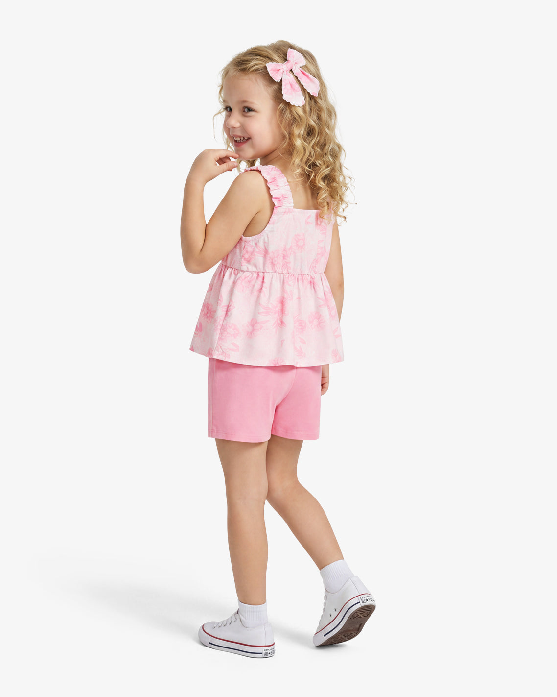 Floral Short Set with Bow in Pink