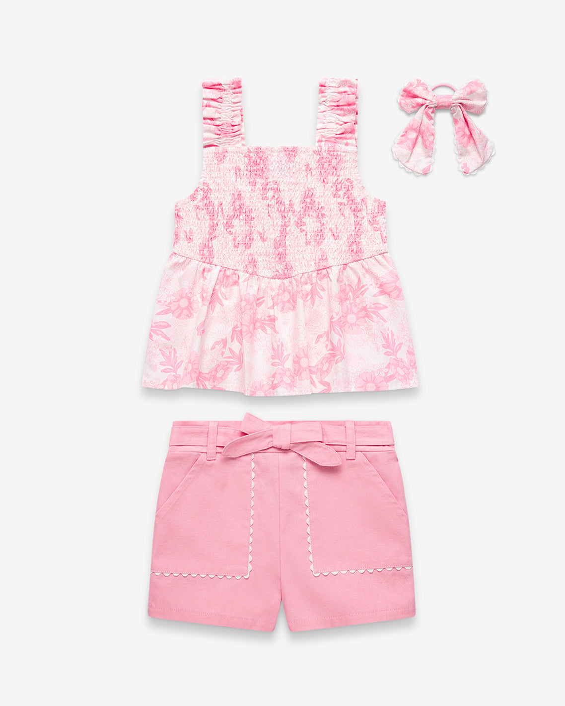 Floral Short Set with Bow in Pink