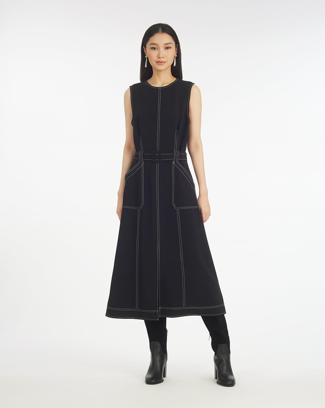 Juno Sleeveless Utility Dress in Belle Meade Black