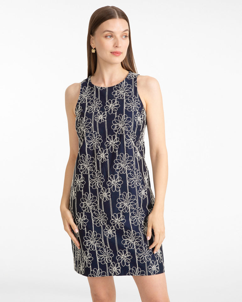 Priscilla Sleeveless Dress in Embroidery