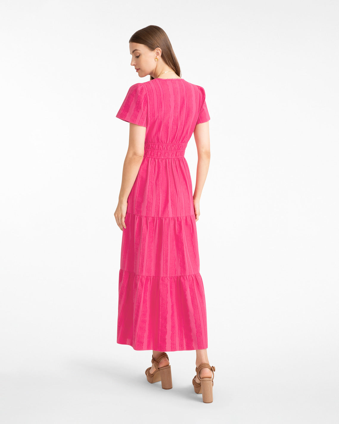 Hollie Midi Dress in Textured Stripe