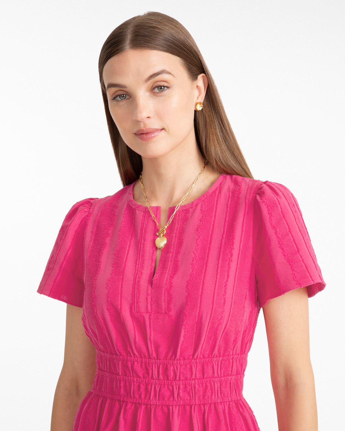 Hollie Midi Dress in Textured Stripe