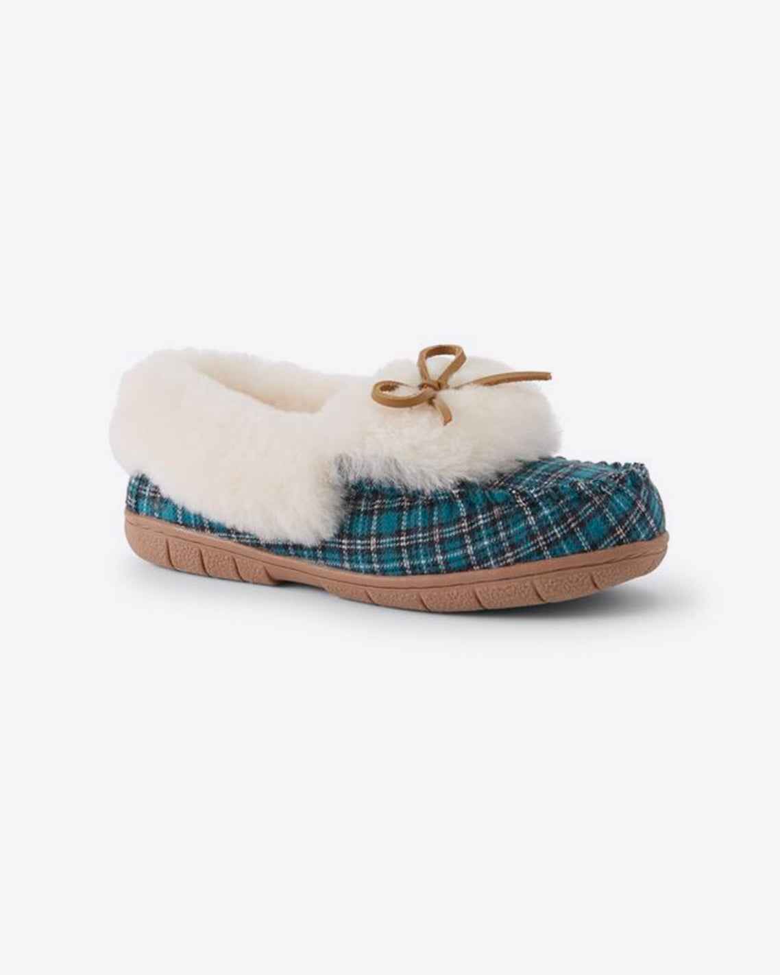 DJ x Lands' End Women's Plaid Shearling Moccasin Slippers