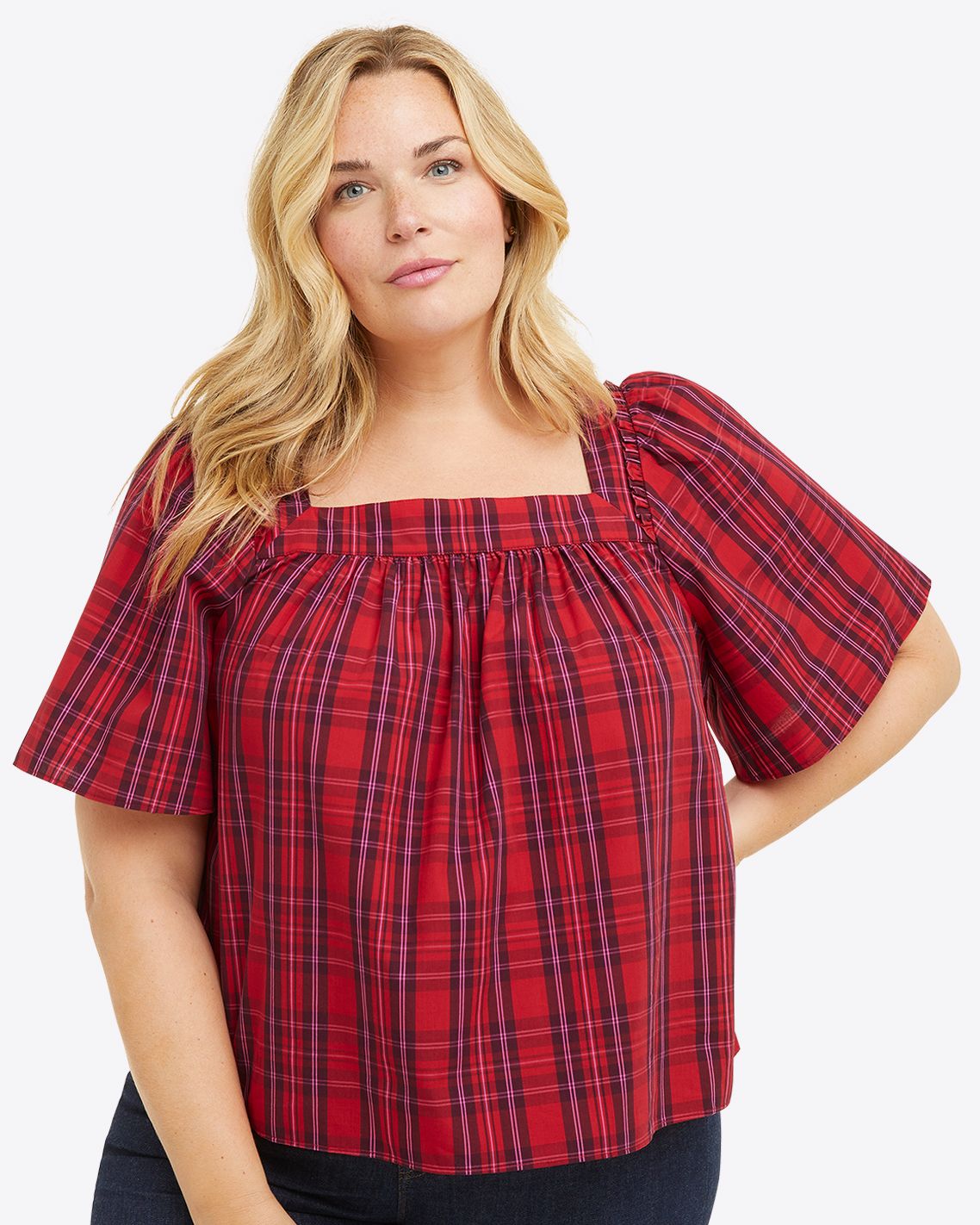 Maren Bow Back Top Elle Plaid