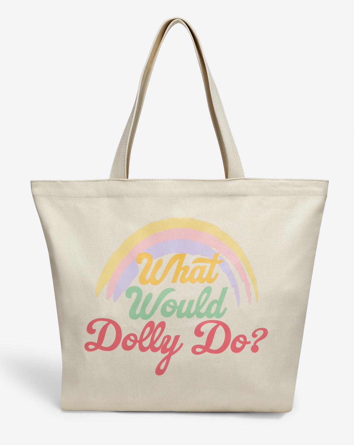 What Would Dolly Do Rainbow Canvas Tote