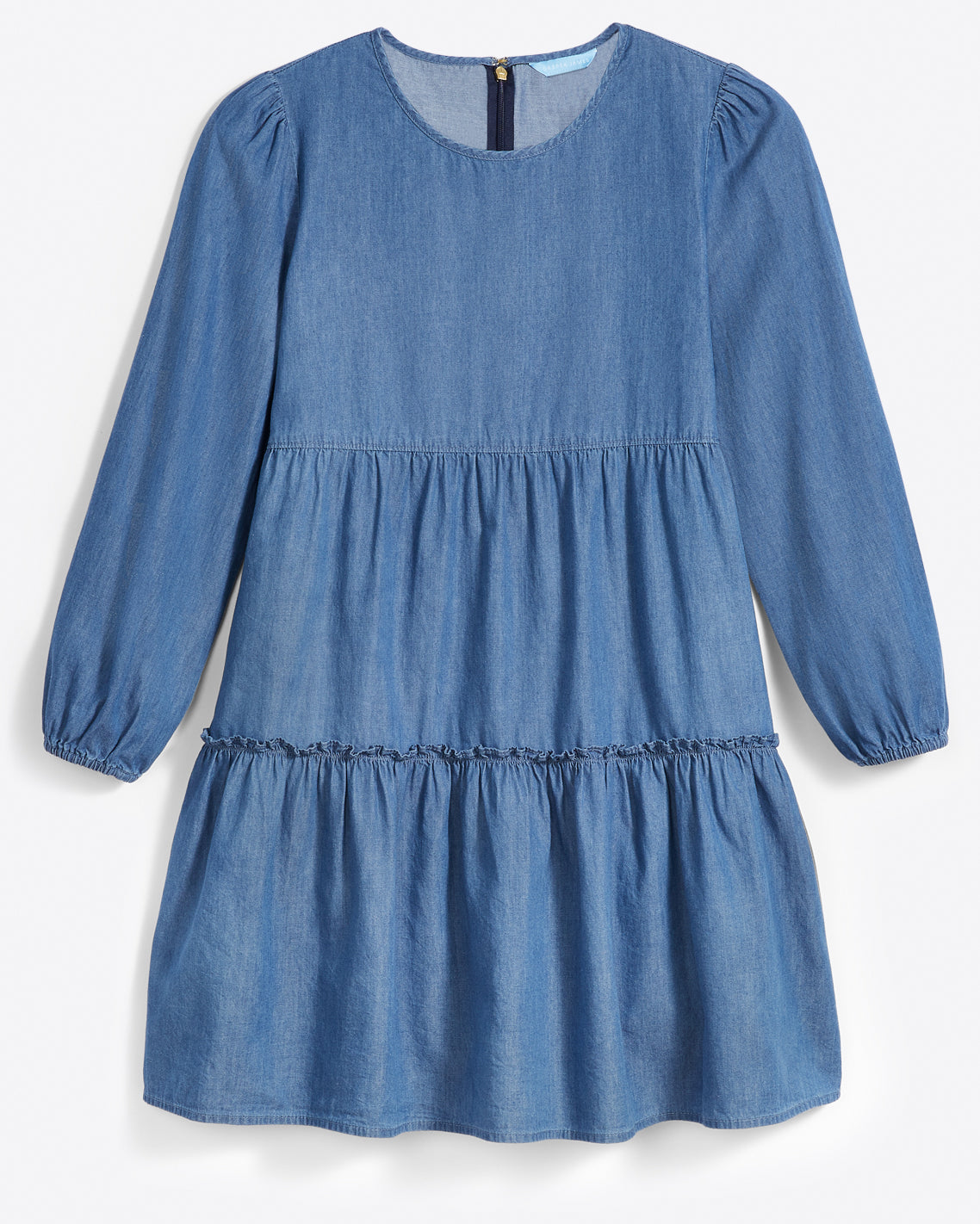 Tiered Trapeze Dress in Chambray