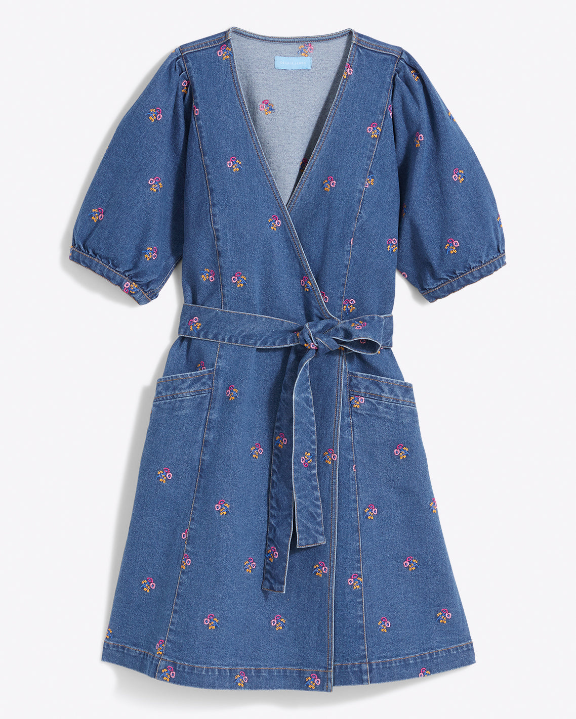 Wrap Dress in Embroidered Posy