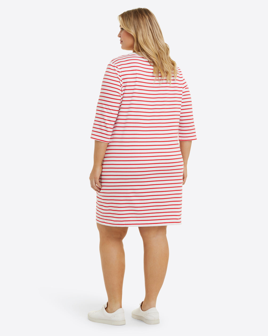 V-Neck T-Shirt Dress Lipstick Red Mariner Stripe