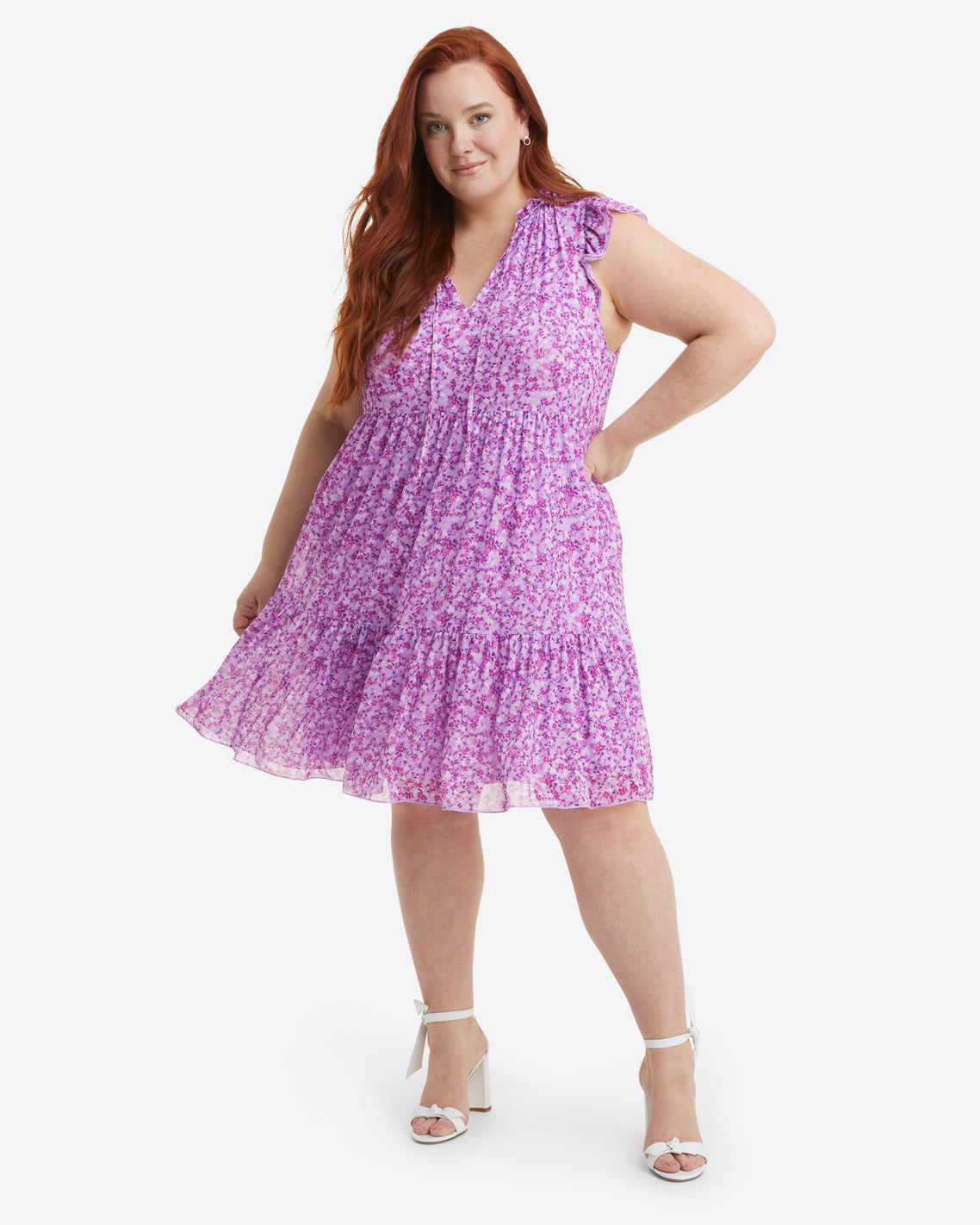 Connie Flutter Sleeve Dress in Lilac Floral – Draper James