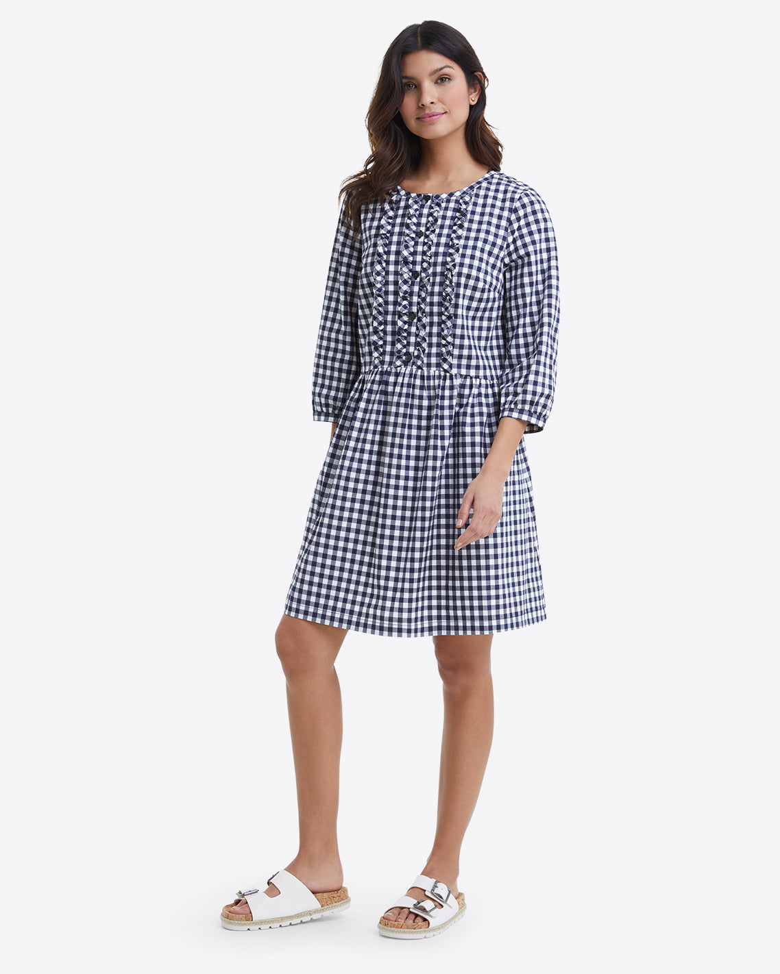 Wanda Dress in Navy Gingham