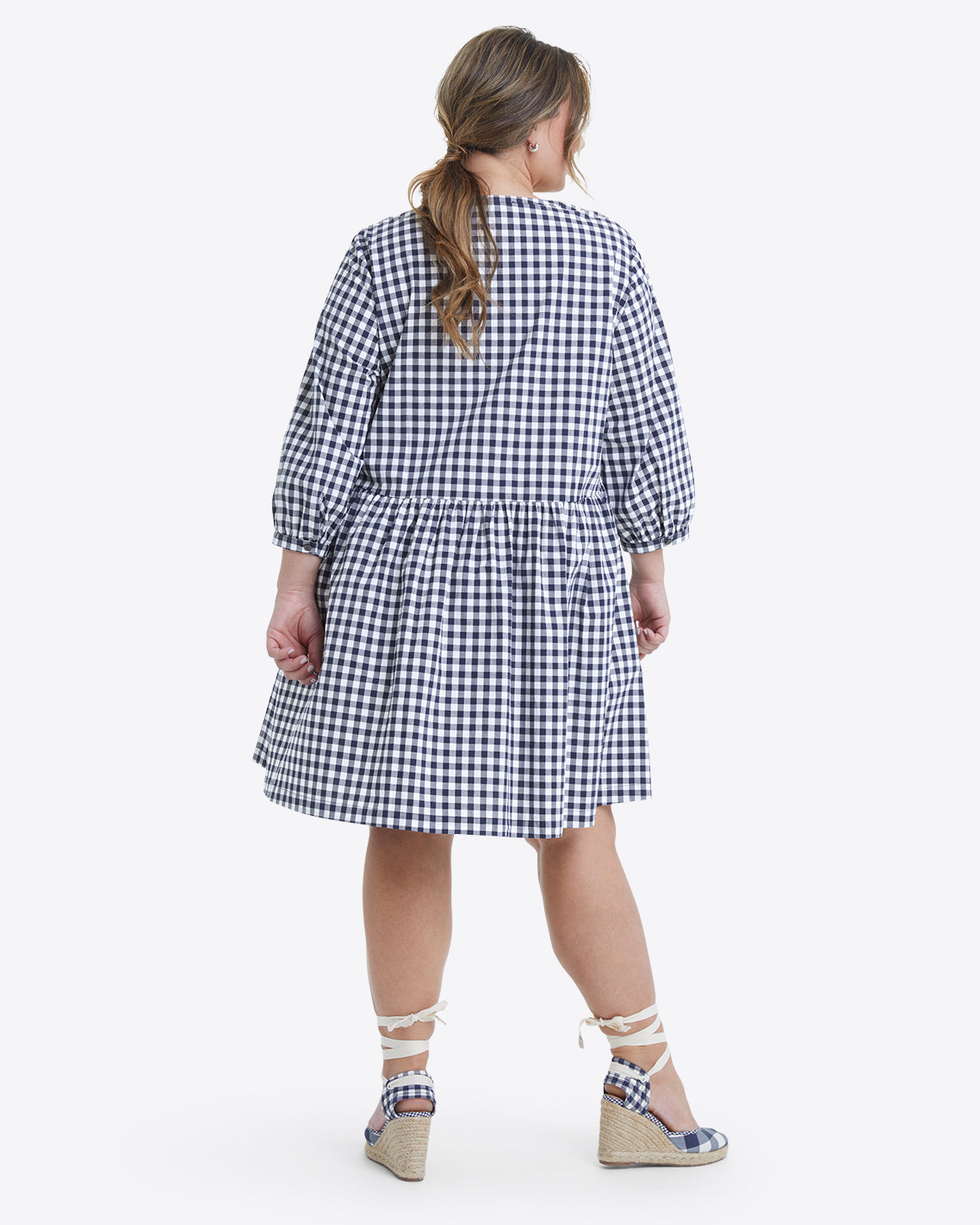 Wanda Dress in Navy Gingham