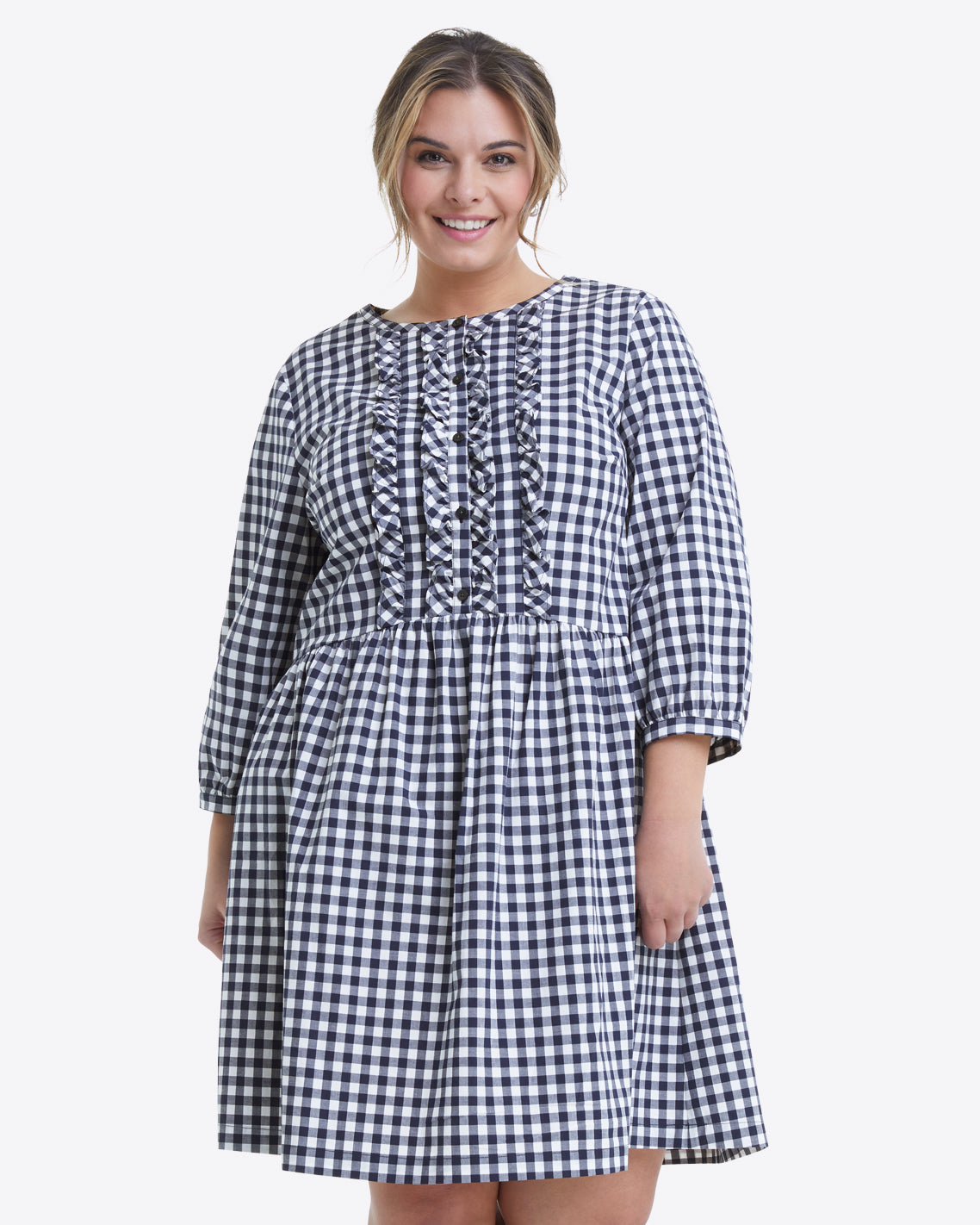 Wanda Dress in Navy Gingham – Draper James