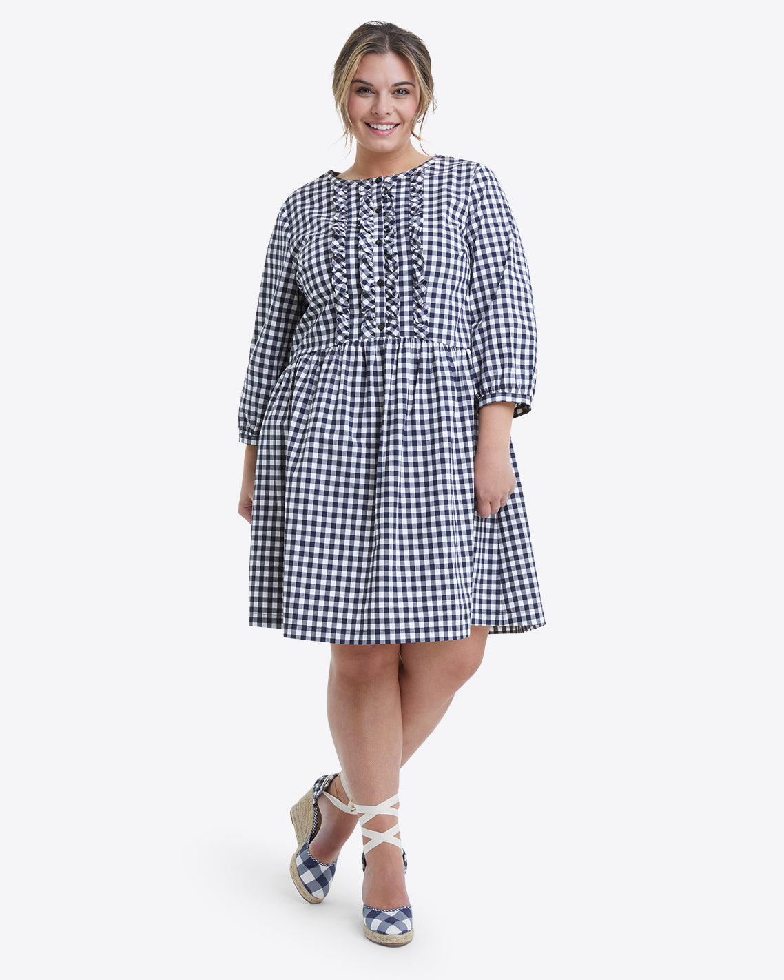 Wanda Dress in Navy Gingham