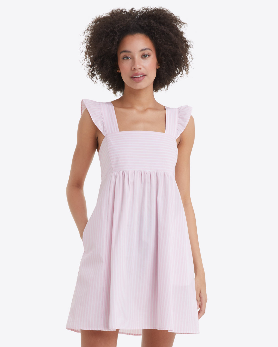 Maddie Babydoll Dress in Pink Stripe