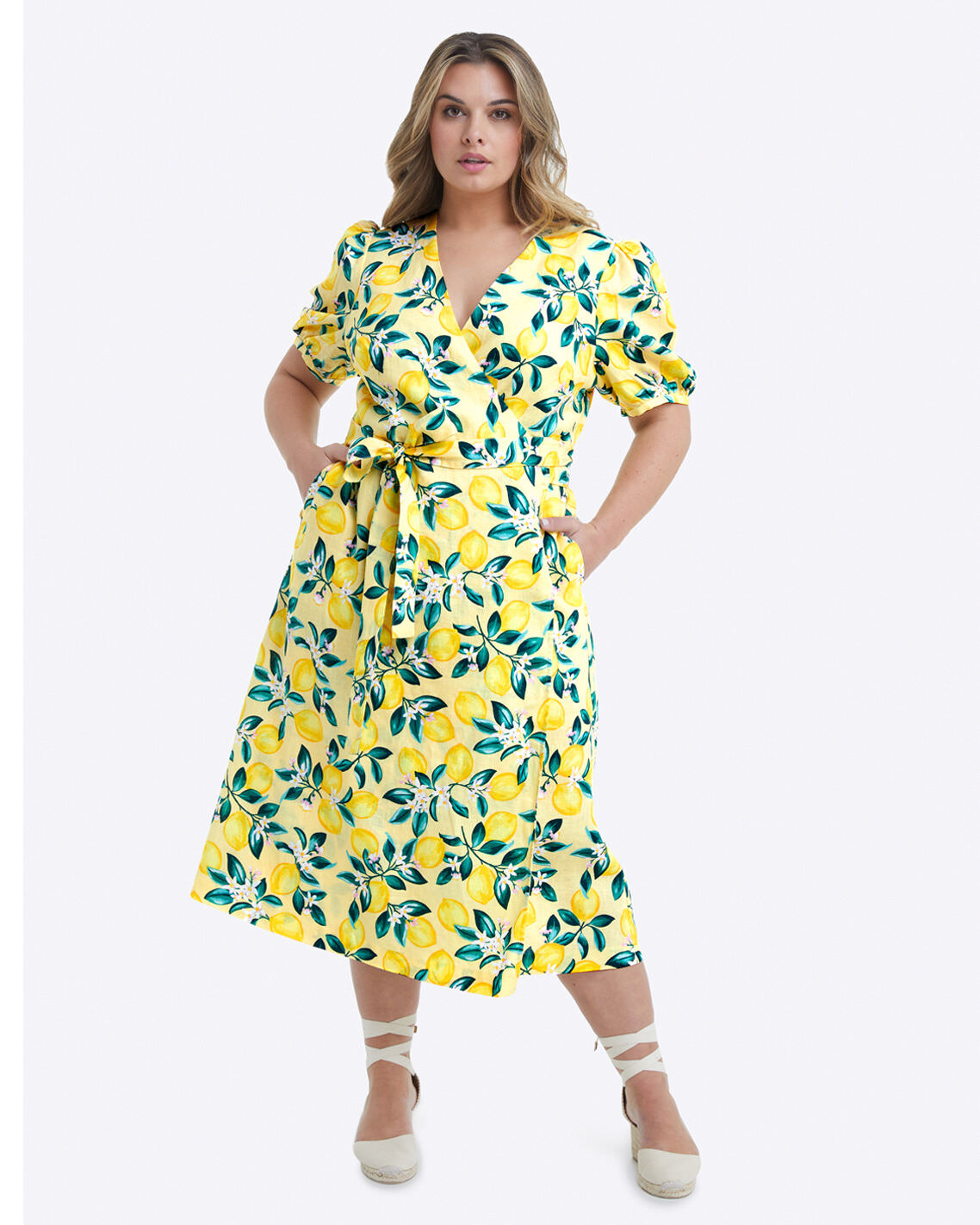 Miranda Wrap Dress in Lemon Blossom
