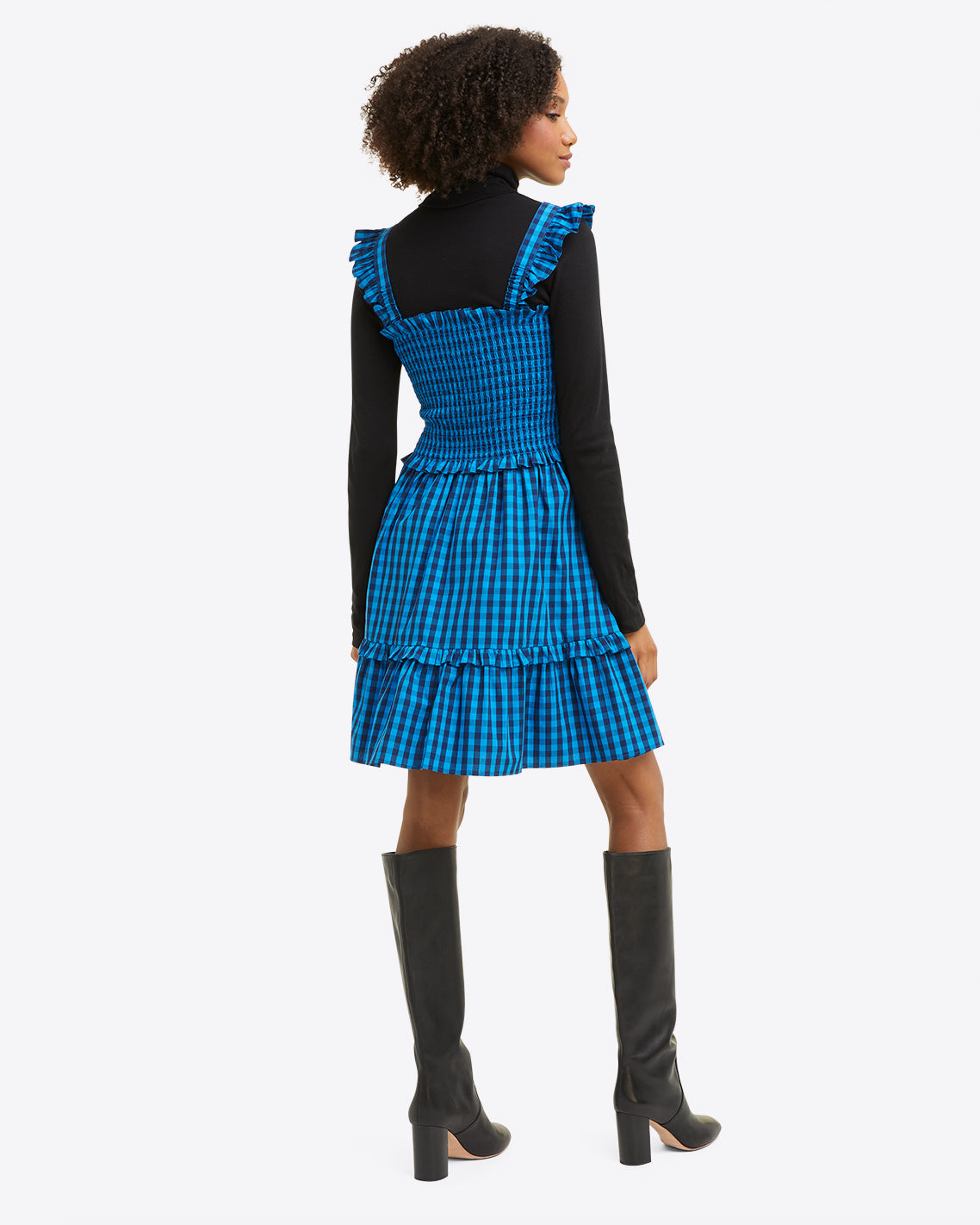 Shania Smocked Dress Blue Gingham