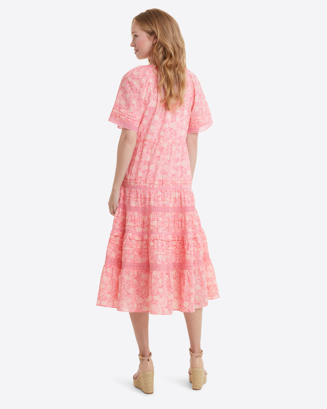 Carlene Midi Dress in Pink Paisley
