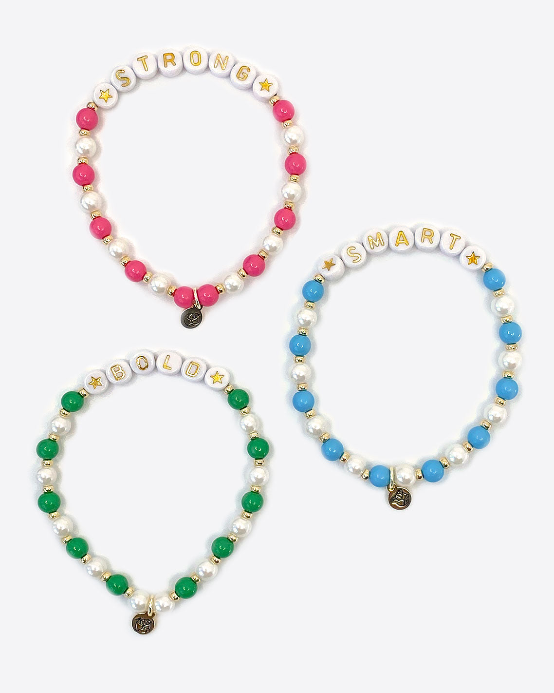Bold, Smart, and Strong Beaded Bracelet (Set of 3)