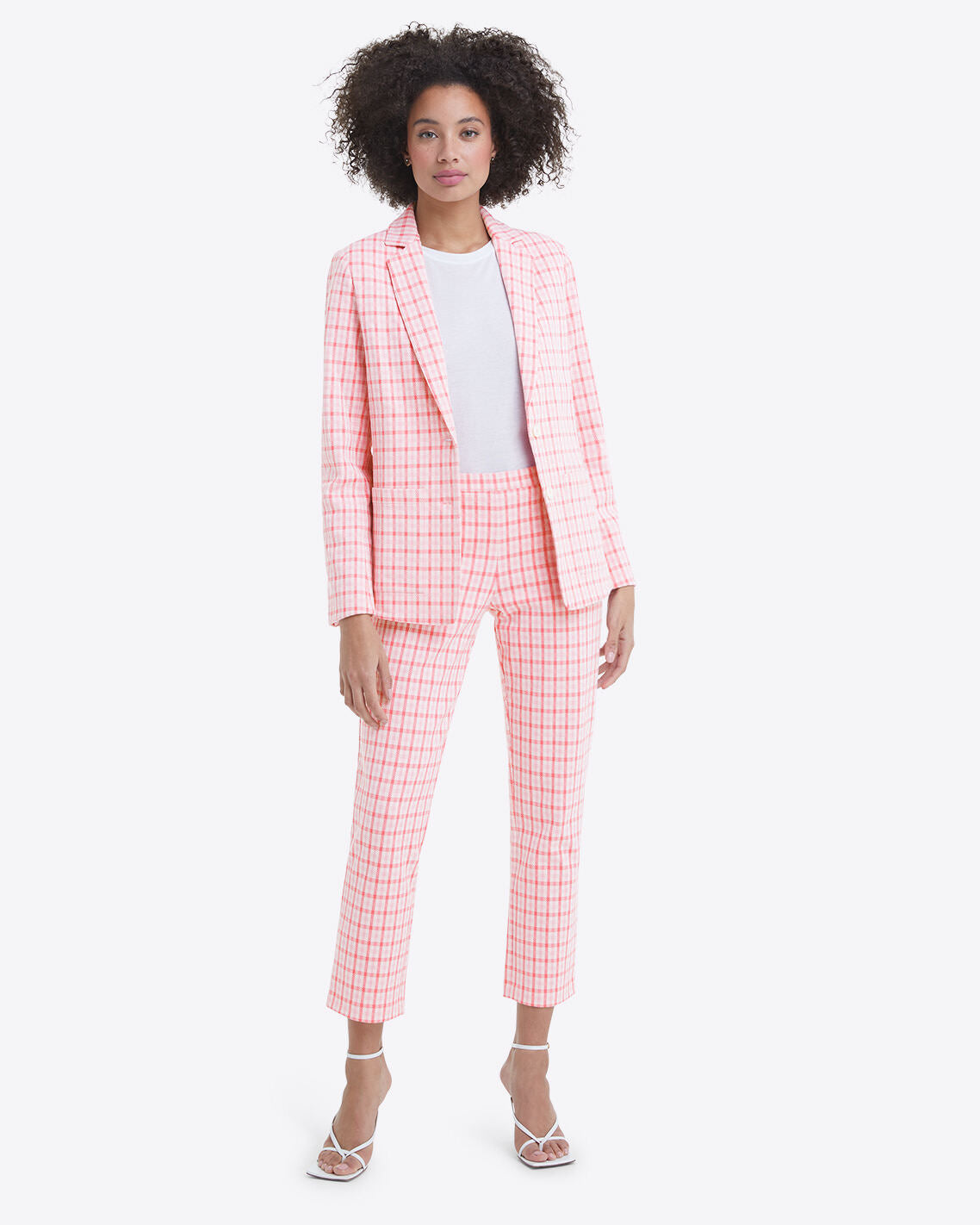 Zara pink 2024 gingham suit