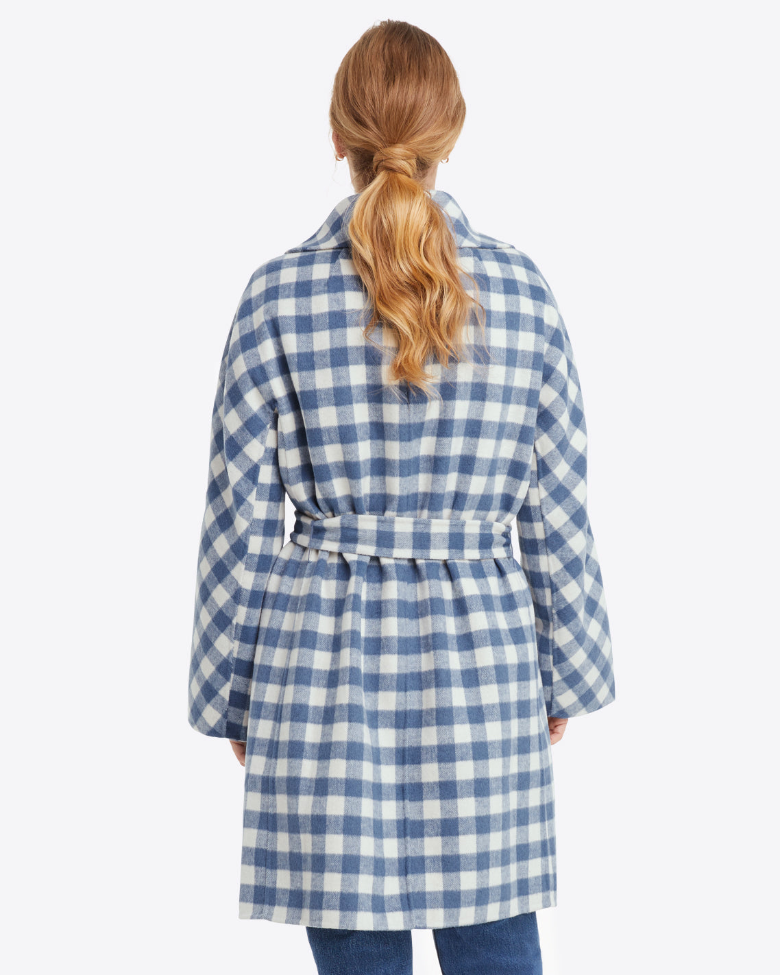 Shawl Collar Belted Coat in Gingham