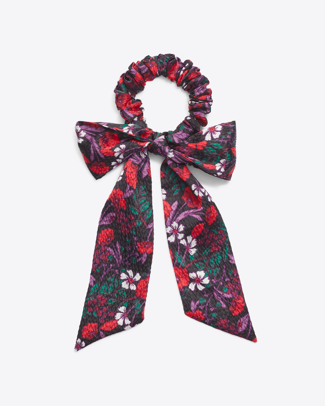 Scarlet Floral Bow Scrunchie