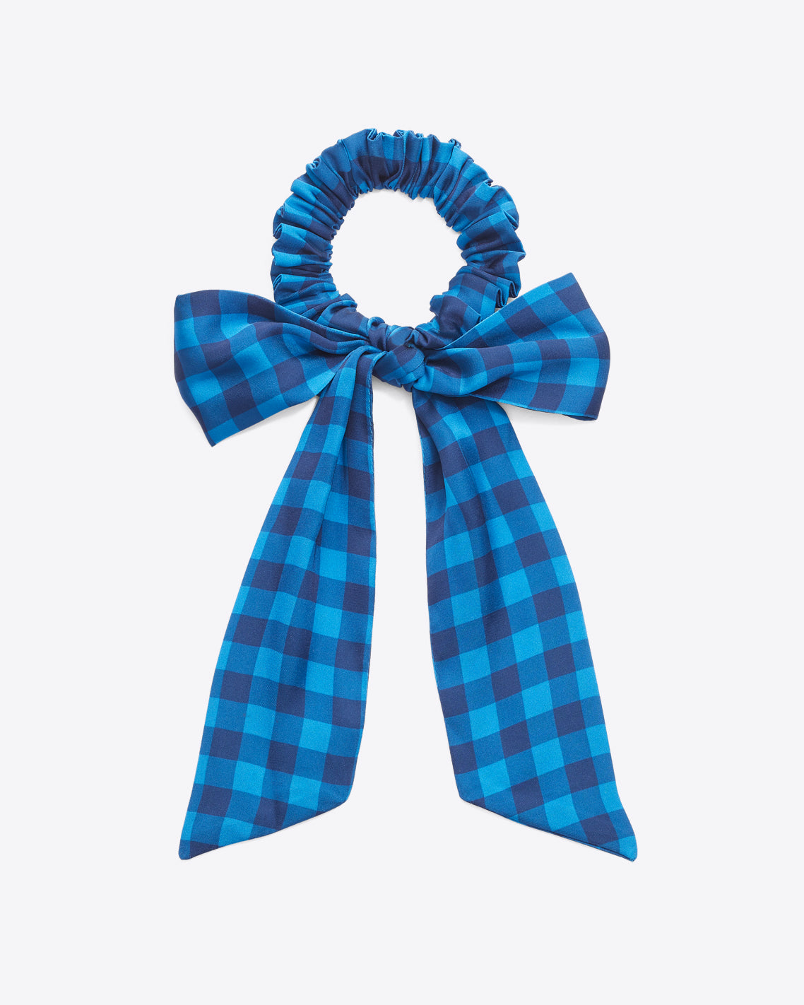 Bow Scrunchie in Blue Gingham