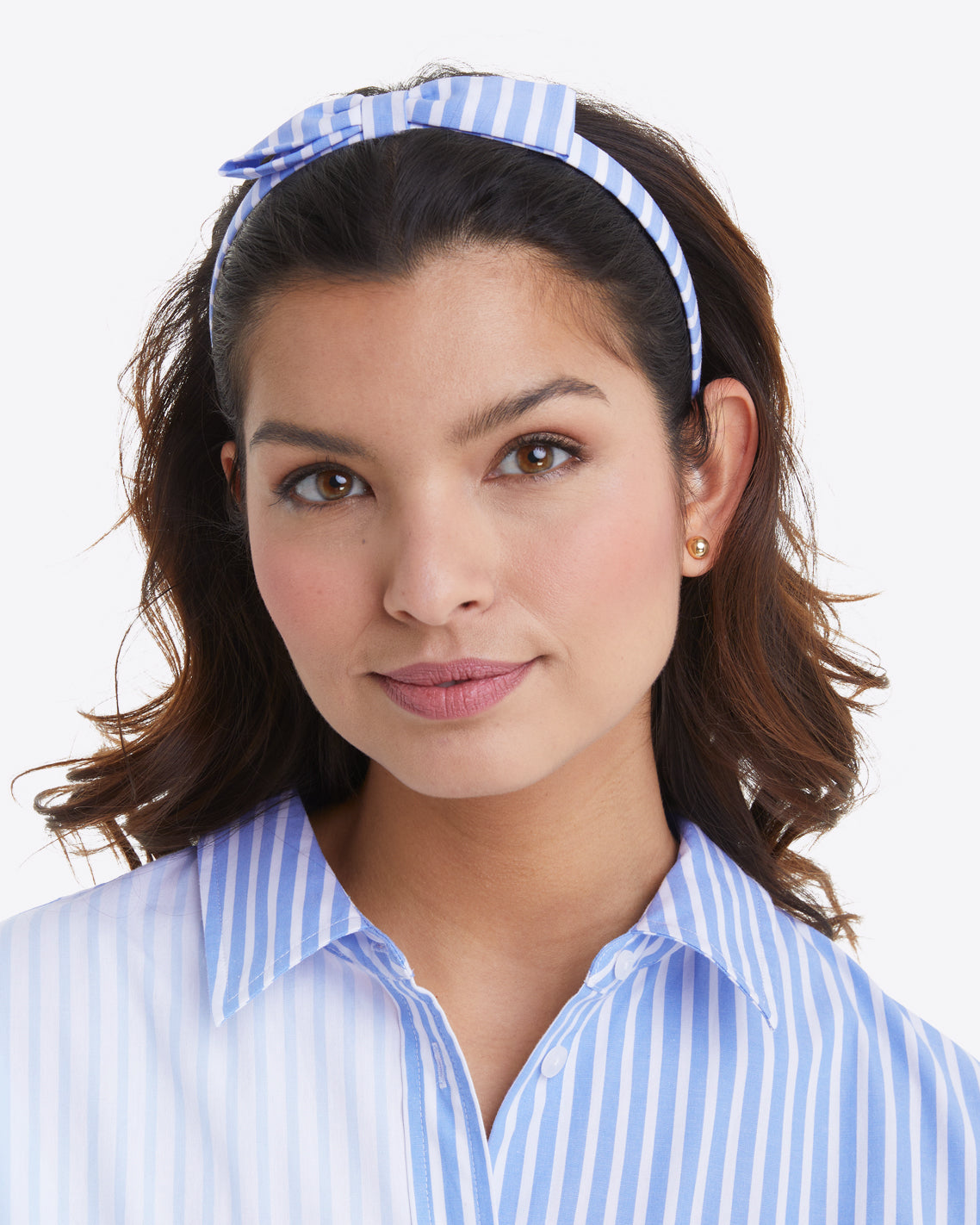 Bow Headband in Blue Stripe
