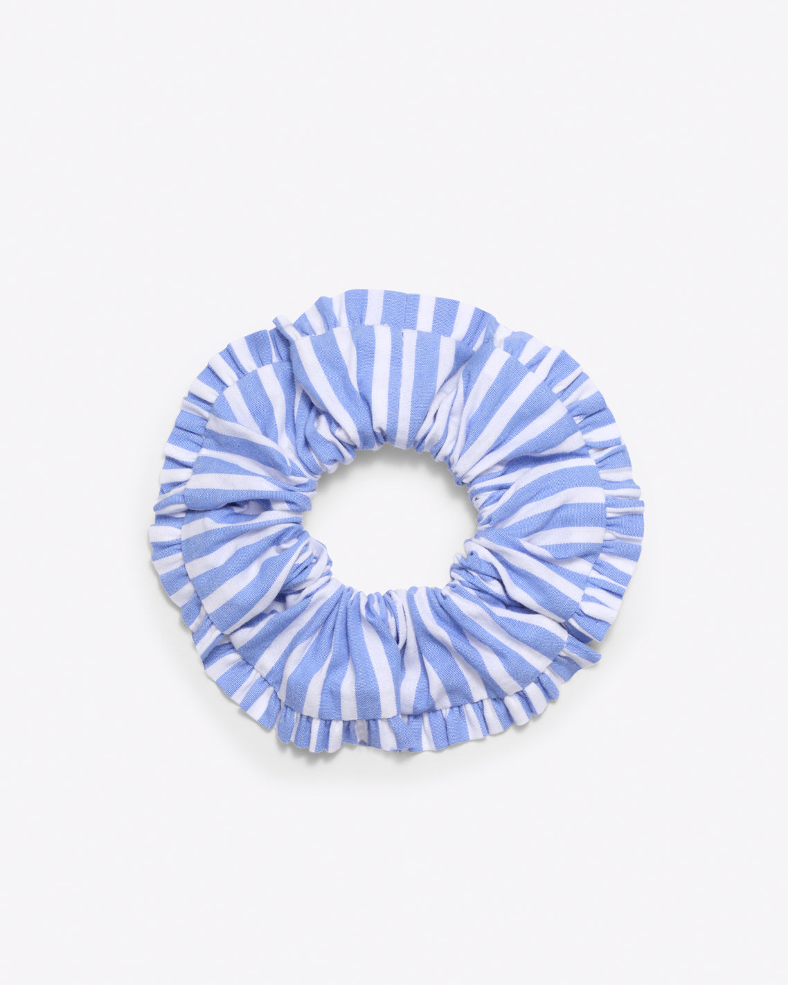 Ruffle Scrunchie in Blue Stripe