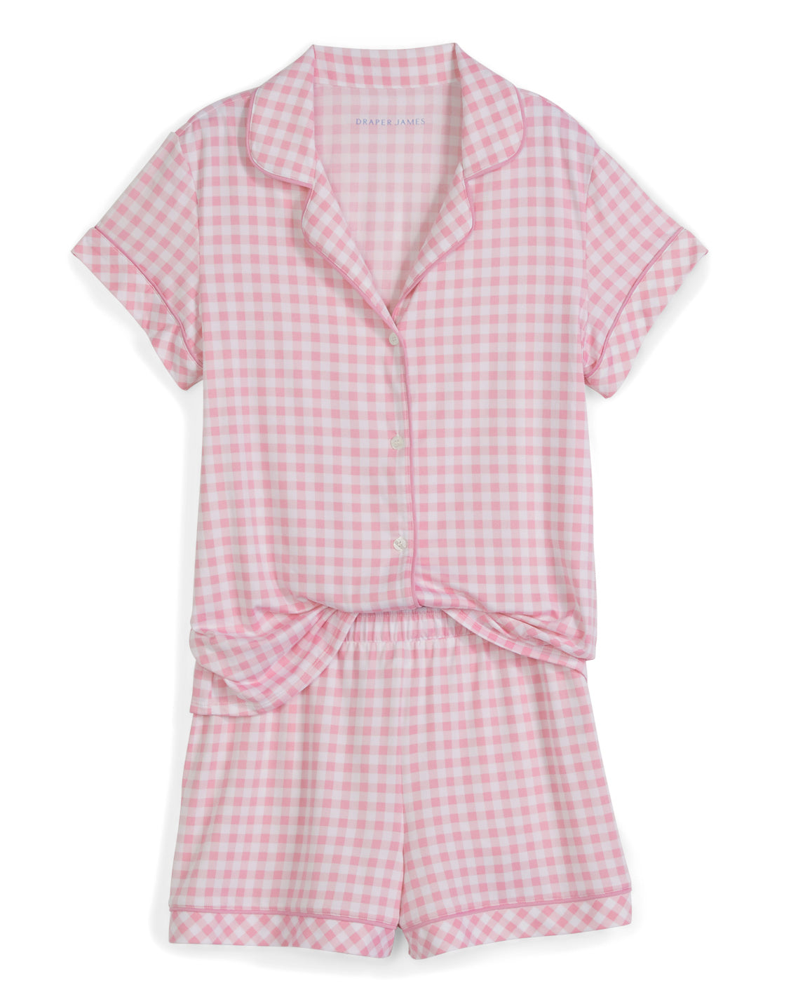 Sara Pajama Set in Light Pink Gingham