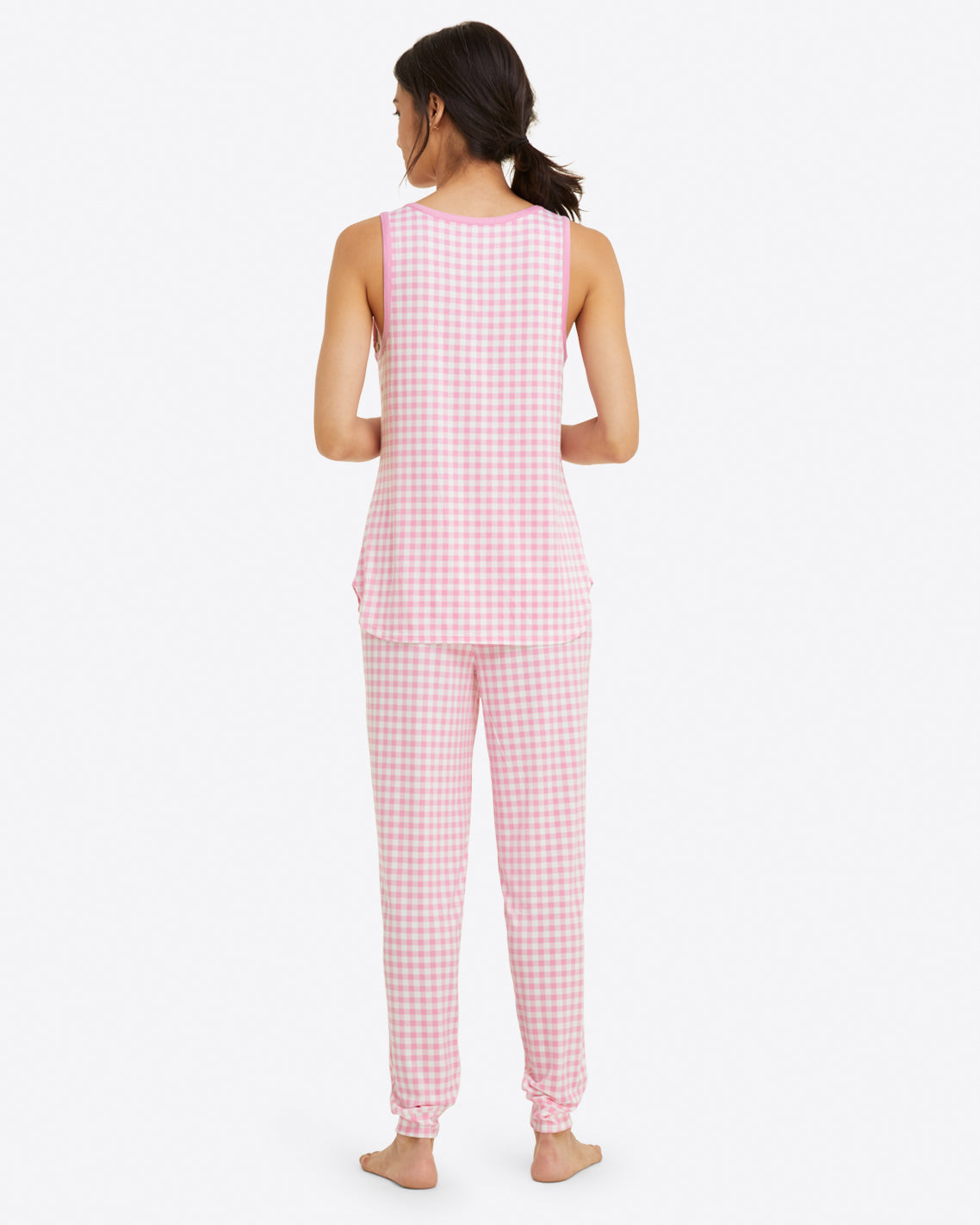 Hillary Pajama Set in Light Pink Gingham