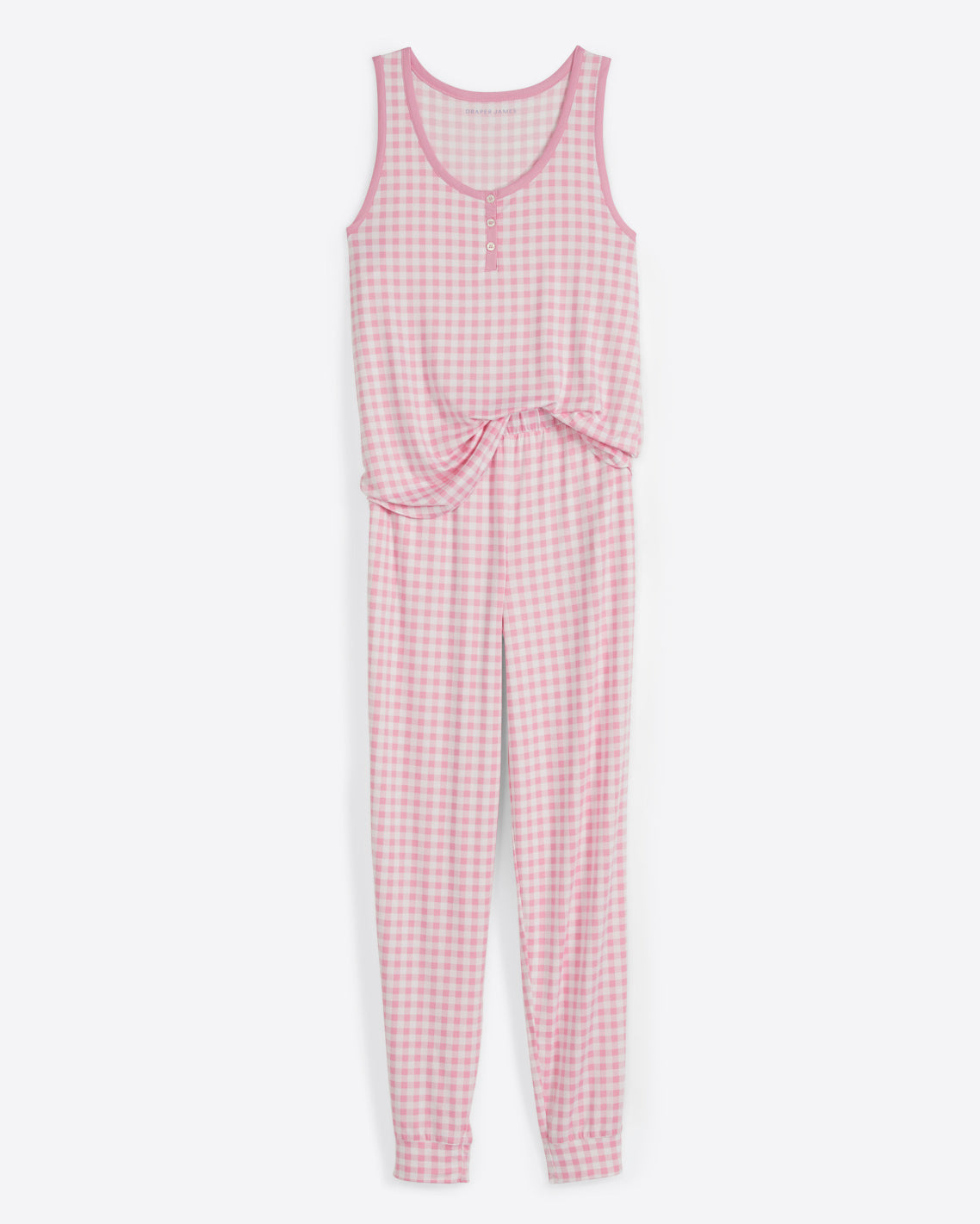 Hillary Pajama Set in Light Pink Gingham