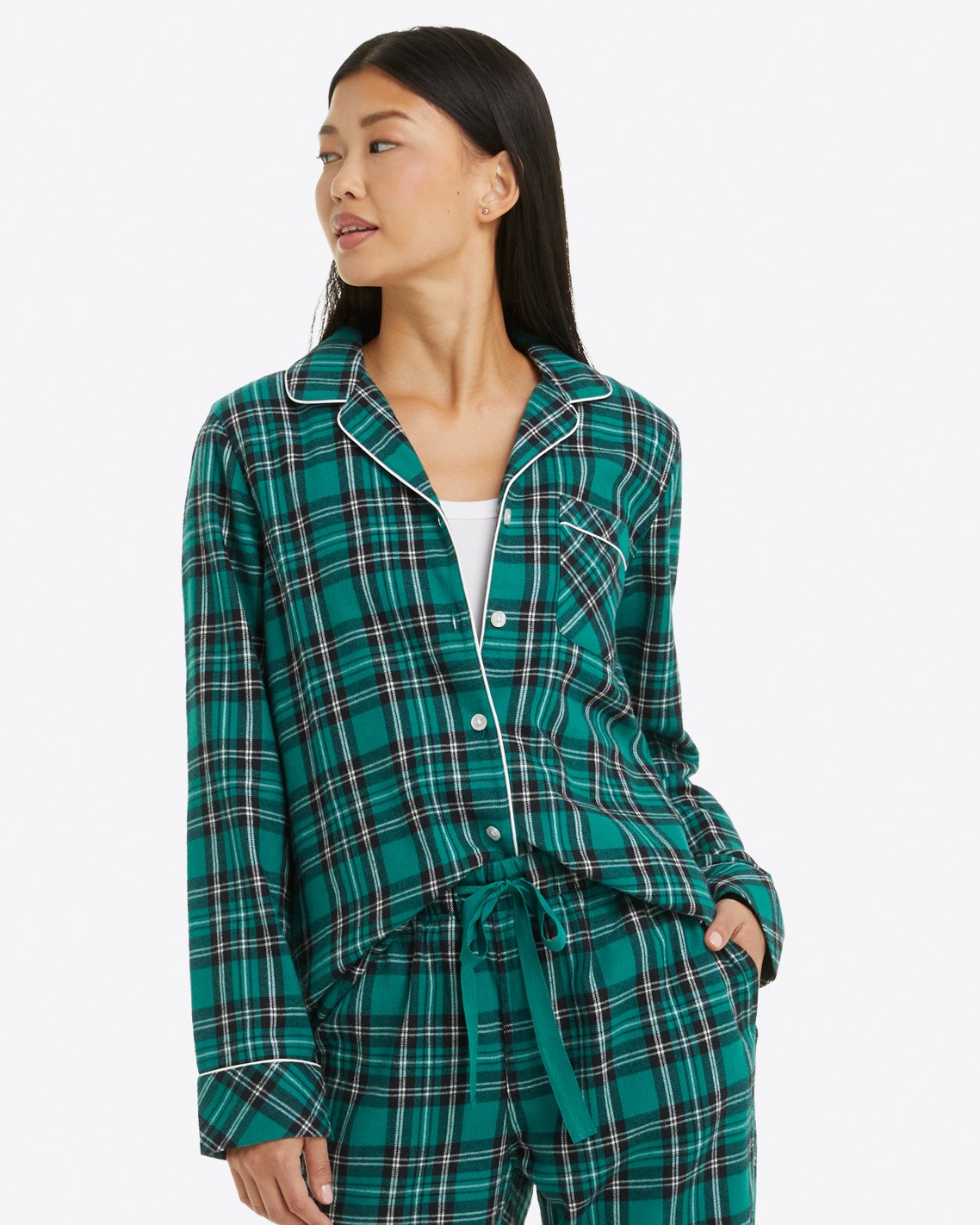DJ x Lands' End Women's Long Sleeve Flannel Pajama Top