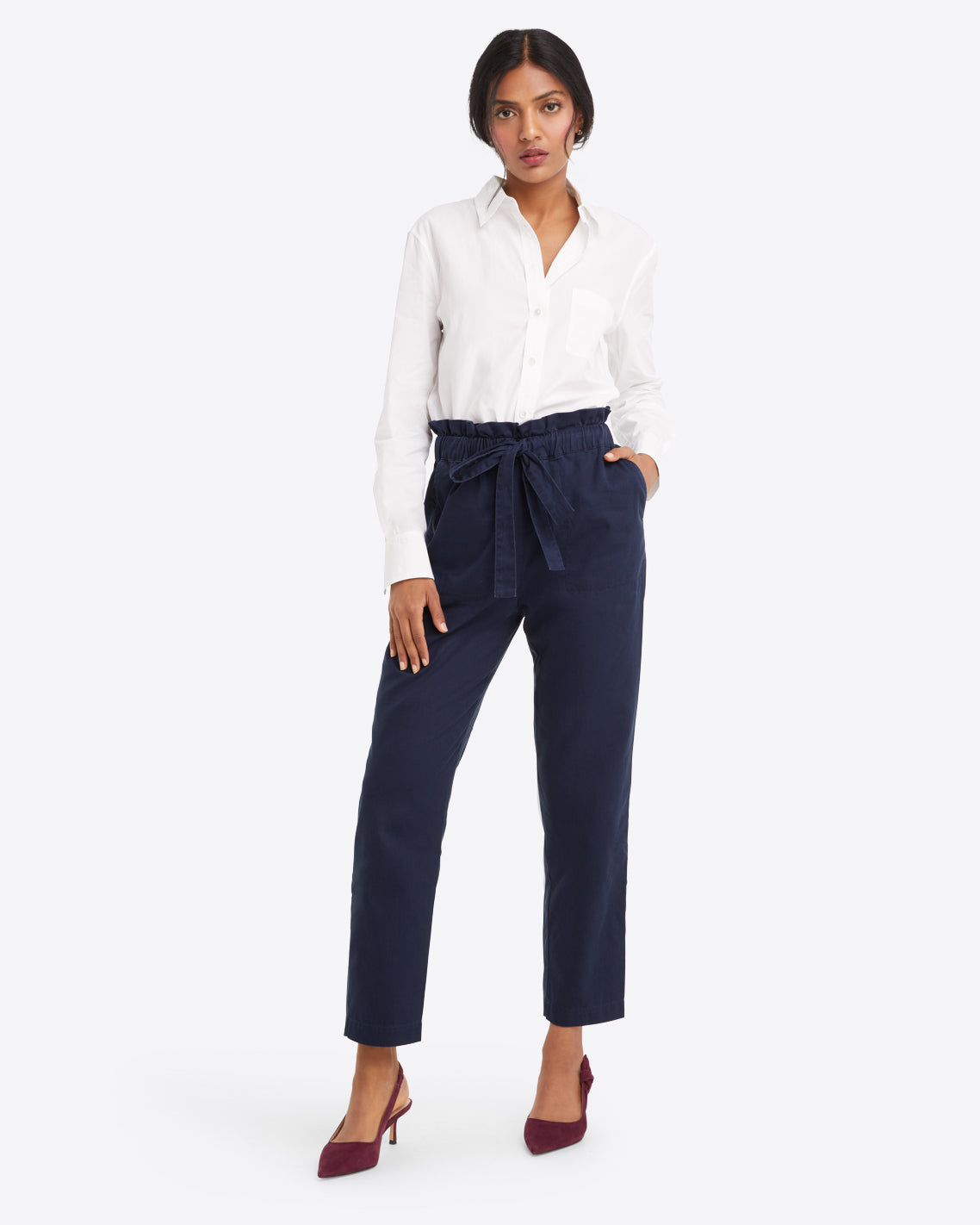 Buy ANTS Women Navy Blue Smart Tapered Fit Solid Trousers - Trousers for  Women 1943686 | Myntra
