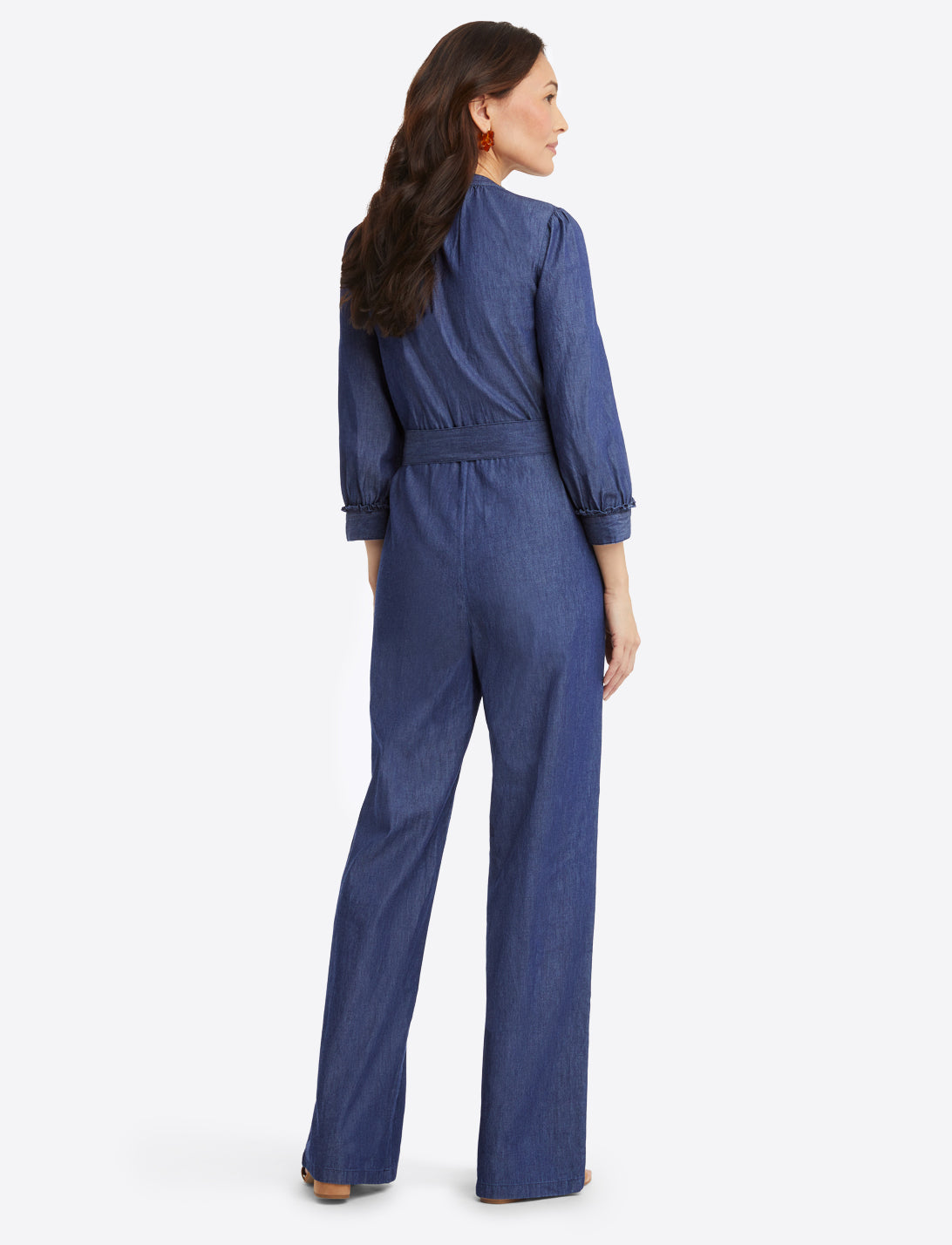 Tie Waist Jumpsuit in Chambray