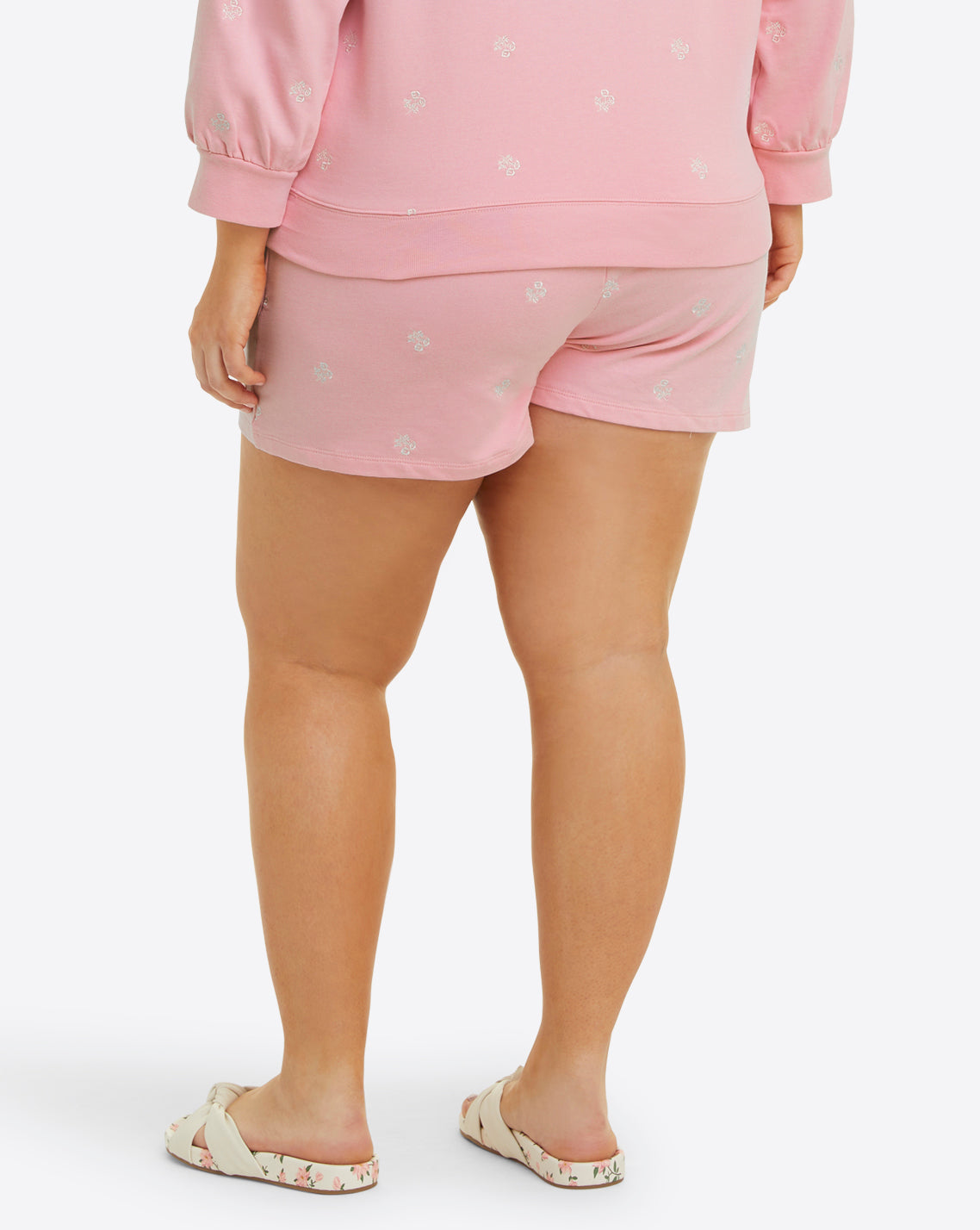 Bobbie Sweat Shorts in Pink Embroidered Viola