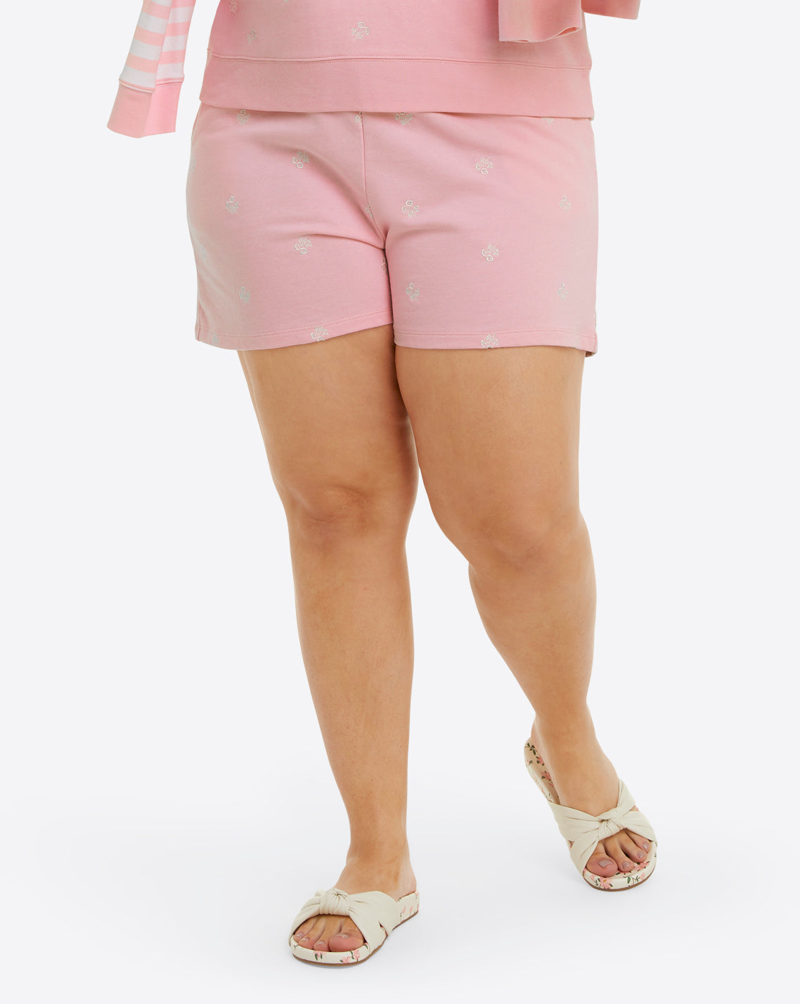 Bobbie Sweat Shorts in Pink Embroidered Viola