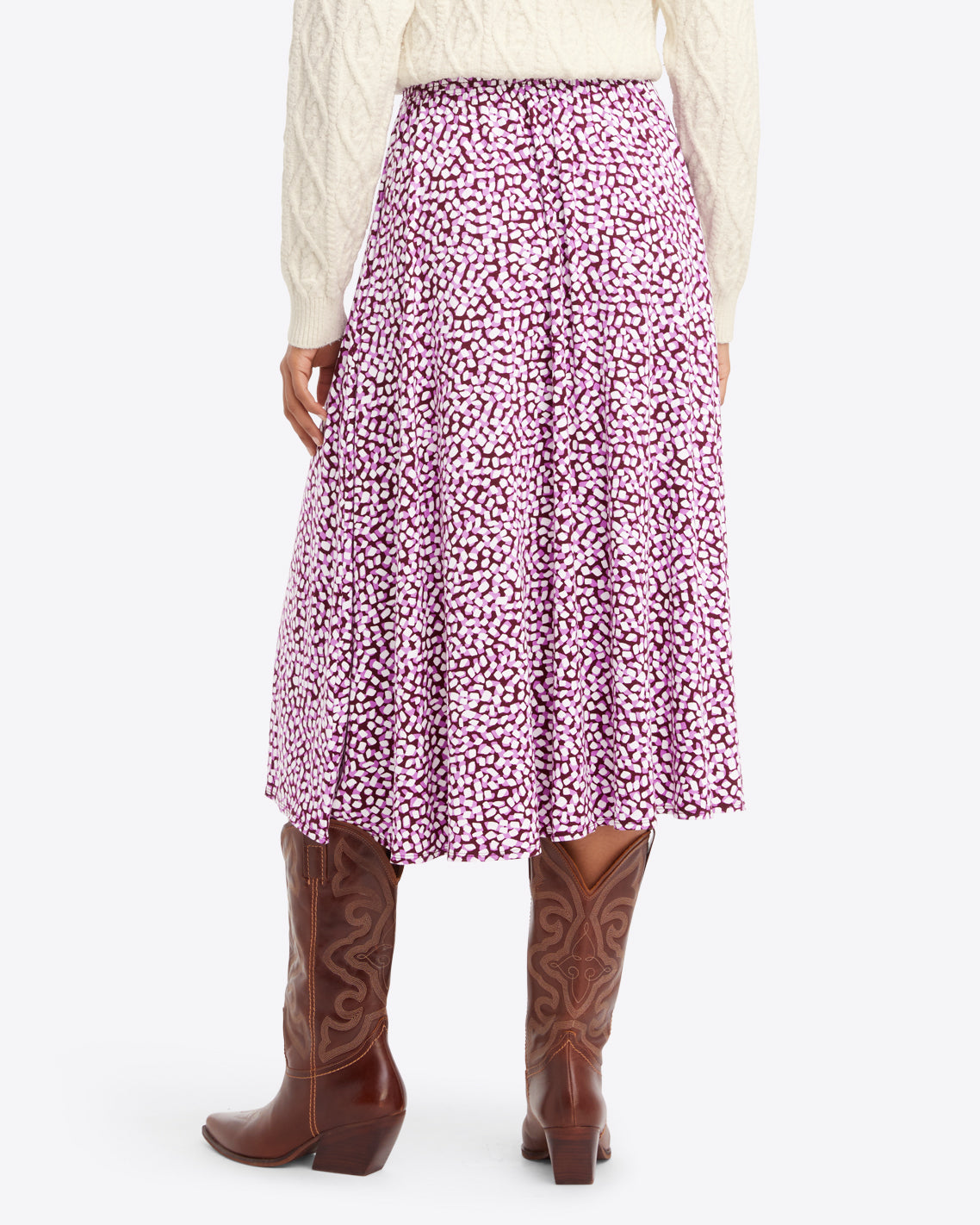 Side Slit Skirt in Pink Square Dot