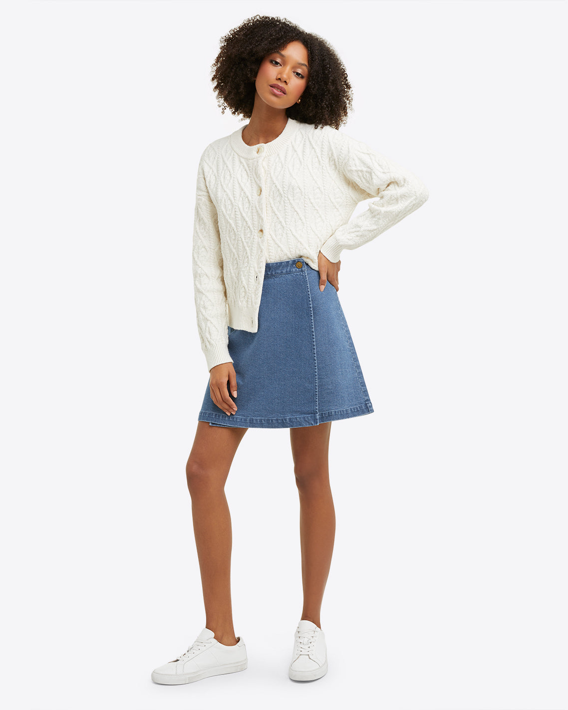 Madame Blue Front Slit A-Line Denim Skirt | Buy COLOR Navy Skirt Online for  | Glamly