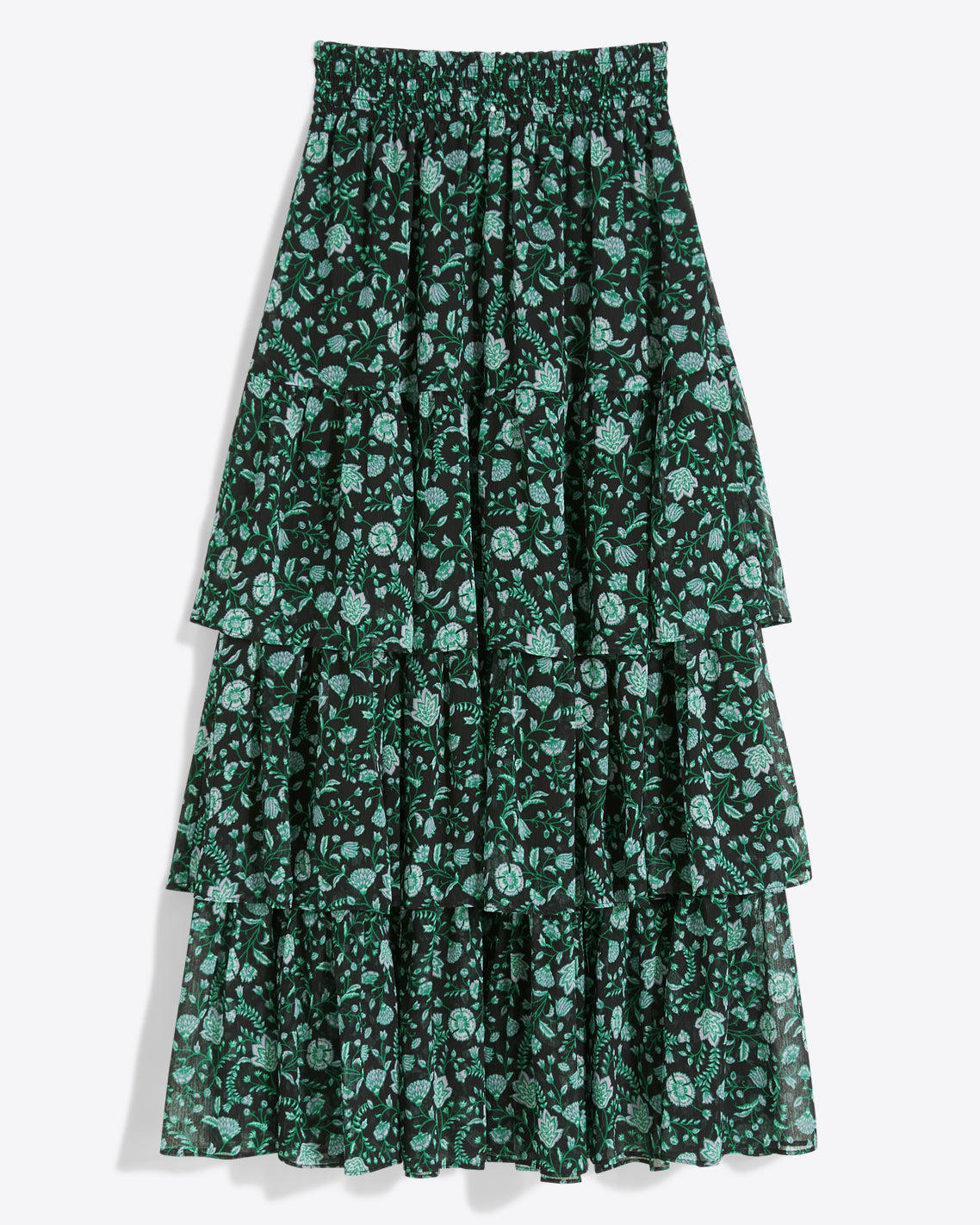 Tiered Midi Skirt in Fall Vines