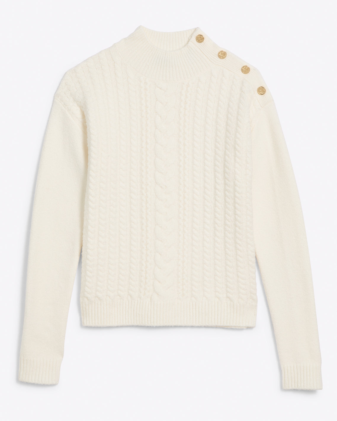 Cableknit Turtleneck Sweater in Magnolia White