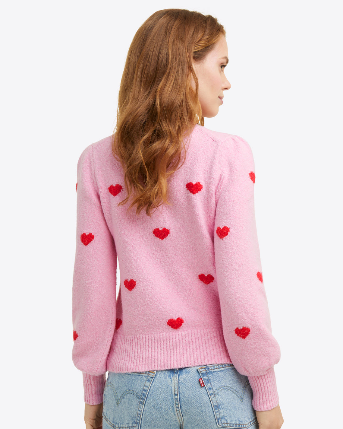sweater ALEXIA Pale pink with heart details on sleeves