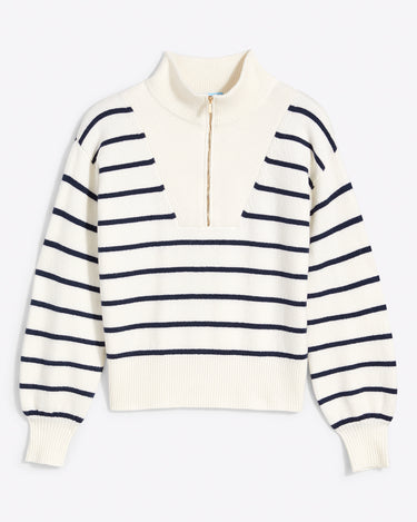 Stripe Quarter Zip Sweater