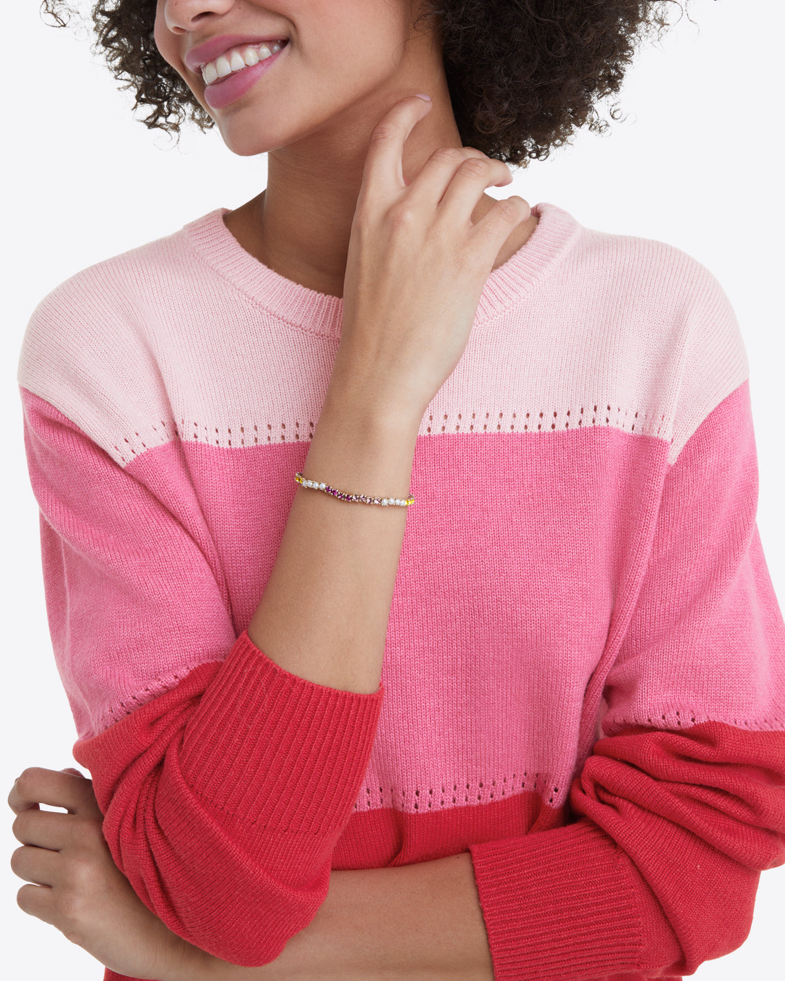 Pink 2024 colorblock sweater