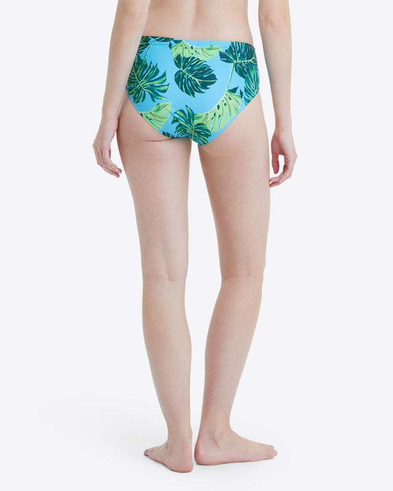 Mid Rise Bikini Bottom in Monstera Floral