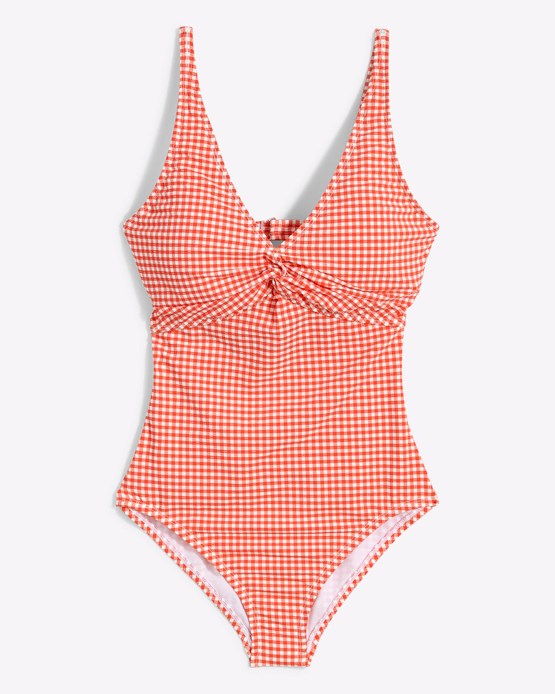 Twist Front One Piece Swimsuit in Red Gingham