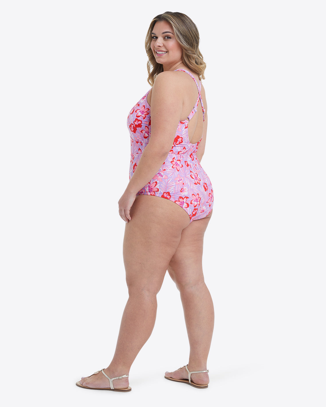 One Piece Swimsuit in Floral Scallop