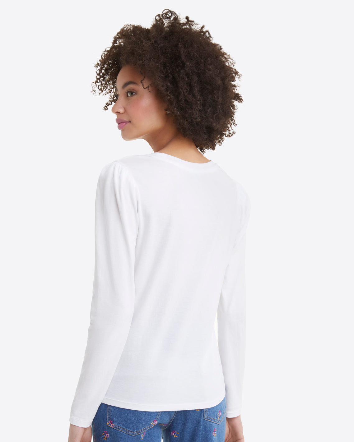 Long-Sleeve Easy Knit Top in White